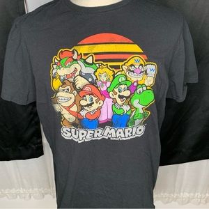 Vintage Super Mario & Friends Black Graphic T-Shirt Size: L